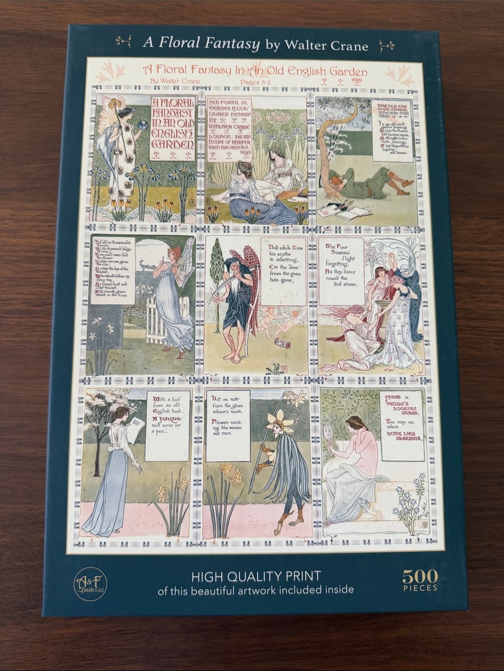 ART & FABLE Floral Fantasy Walter Crane 500-Piece Puzzle - Floral Art Print OPEN